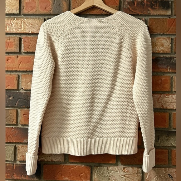 Selected Femme Cream Knitted V-Neck Cotton Sweater - Picture 4 of 4